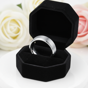 Brushed Men's Tungsten Wedding Band-Black Diamonds New York