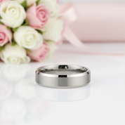 Brushed Men's Tungsten Wedding Band-Black Diamonds New York