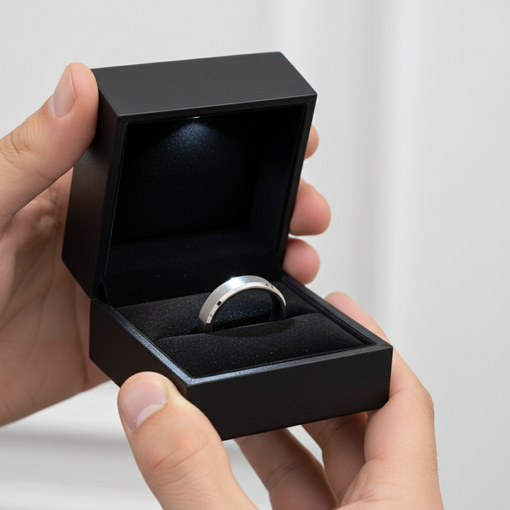 Brushed Men's Tungsten Wedding Band-Black Diamonds New York