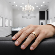 Brushed Rose Gold Tungsten Wedding Band-Black Diamonds New York