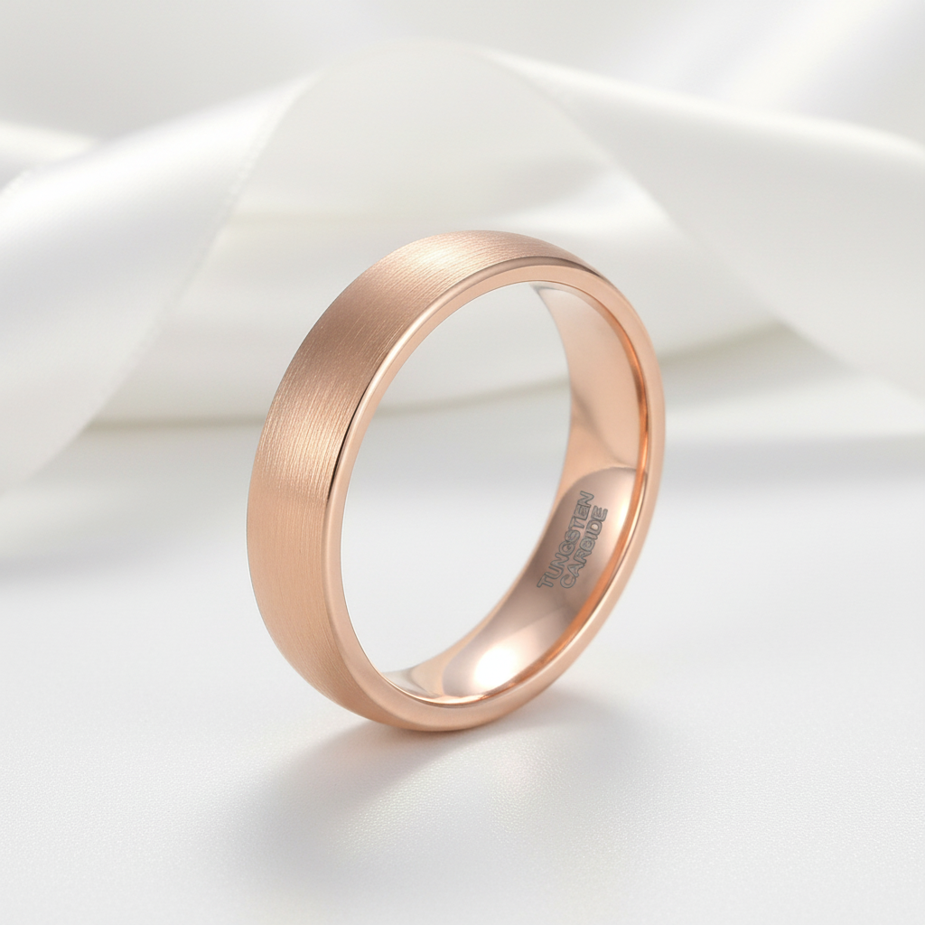 Brushed Tungsten Wedding Band-Black Diamonds New York
