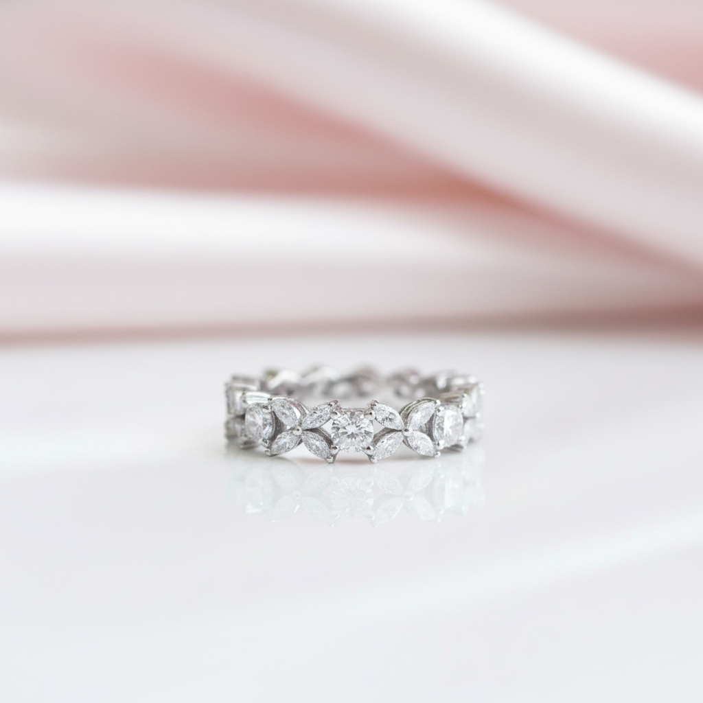 Butterfly Design Infinity Wedding Ring Band-Black Diamonds New York