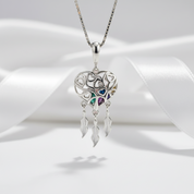 Butterfly Vine & Tree of Life Heart Shaped Dream Catcher Necklace-Black Diamonds New York