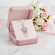 Butterfly Vine & Tree of Life Heart Shaped Dream Catcher Necklace-Black Diamonds New York