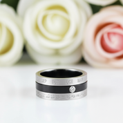 Calendar Date Stainless Steel Spin Men's Ring-Black Diamonds New York