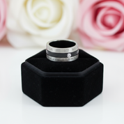 Calendar Date Stainless Steel Spin Men's Ring-Black Diamonds New York