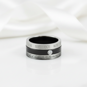 Calendar Date Stainless Steel Spin Men's Ring-Black Diamonds New York