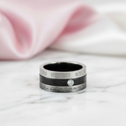 Calendar Date Stainless Steel Spin Men's Ring-Black Diamonds New York