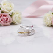 Calla Lily Flower Adjustable Ring-Black Diamonds New York