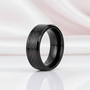 Carbon Fiber Men's Ceramic Wedding Band-Black Diamonds New York