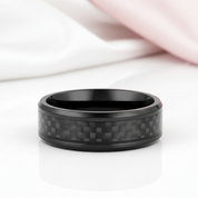 Carbon Fiber Men's Ceramic Wedding Band-Black Diamonds New York