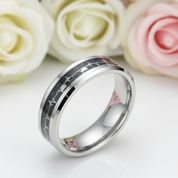 Cardiogram Inlay with 6mm Tungsten Wedding Band-Black Diamonds New York