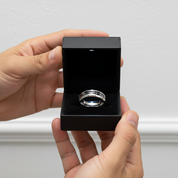 Cardiogram Inlay with 6mm Tungsten Wedding Band-Black Diamonds New York