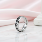Cardiogram Inlay with 6mm Tungsten Wedding Band-Black Diamonds New York