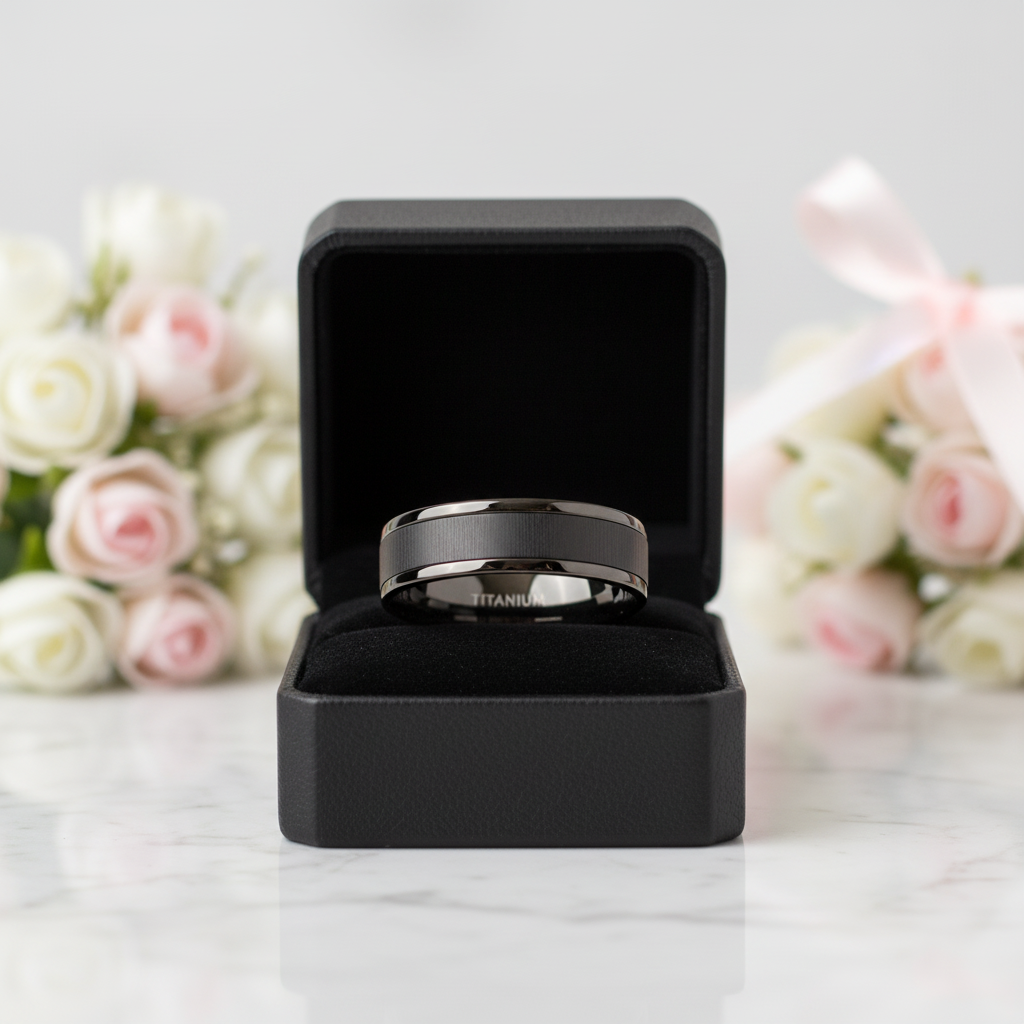 Casual 6mm Black Titanium Men's Wedding Band-Black Diamonds New York