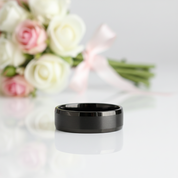 Casual 6mm Black Titanium Men's Wedding Band-Black Diamonds New York