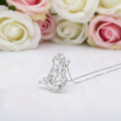 Cat Shape Natural Sky Blue Topaz Handmade Pendant Necklace-Black Diamonds New York