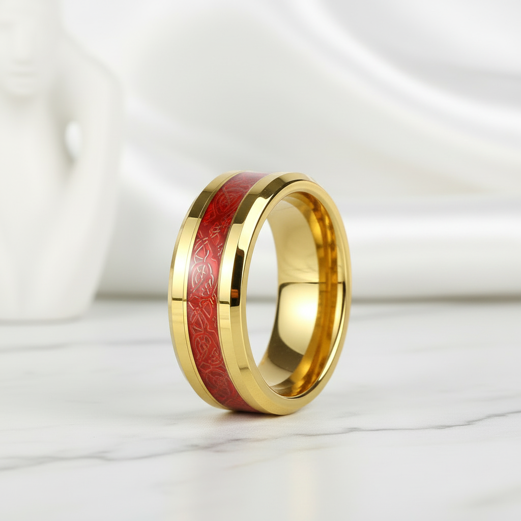 Celtic Dragon Men's 8mm Tungsten Wedding Band