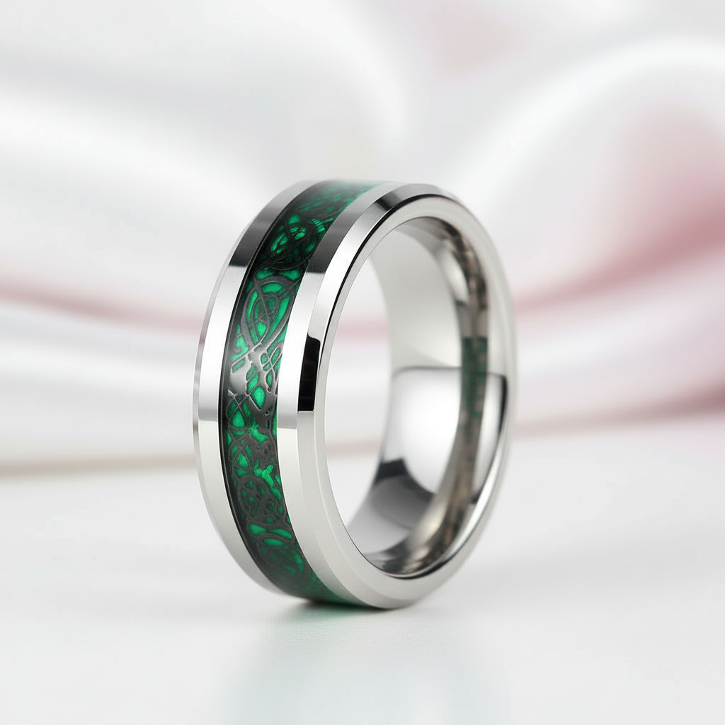 Celtic Dragon Men's 8mm Tungsten Wedding Band