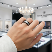 Celtic Dragon Men's Tungsten Carbide Wedding Band-Black Diamonds New York