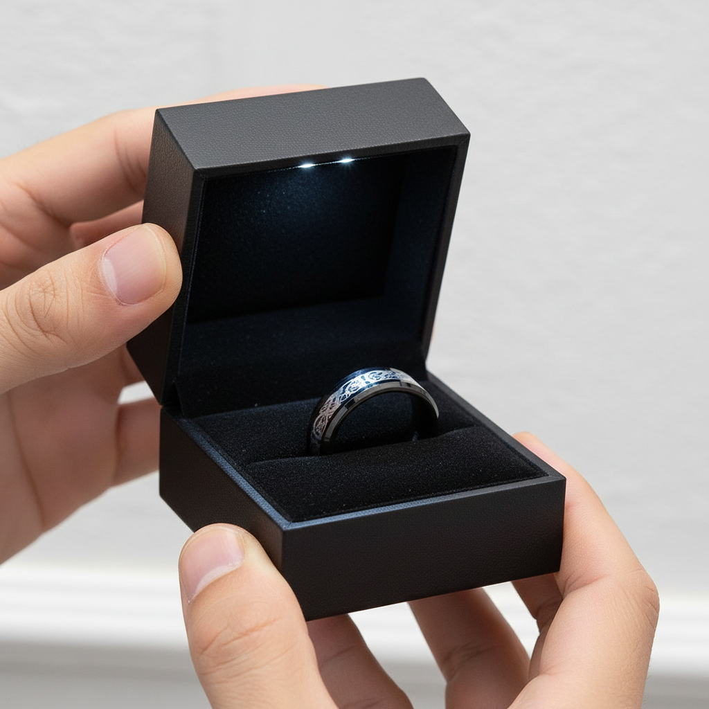 Celtic Dragon Men's Tungsten Carbide Wedding Band-Black Diamonds New York