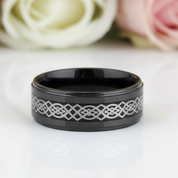 Celtic Knot Men's Ceramic Wedding Band-Black Diamonds New York