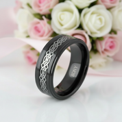 Celtic Knot Men's Ceramic Wedding Band-Black Diamonds New York