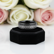 Celtic Knot Men's Ceramic Wedding Band-Black Diamonds New York