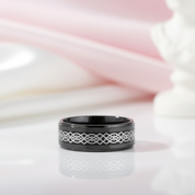 Celtic Knot Men's Ceramic Wedding Band-Black Diamonds New York