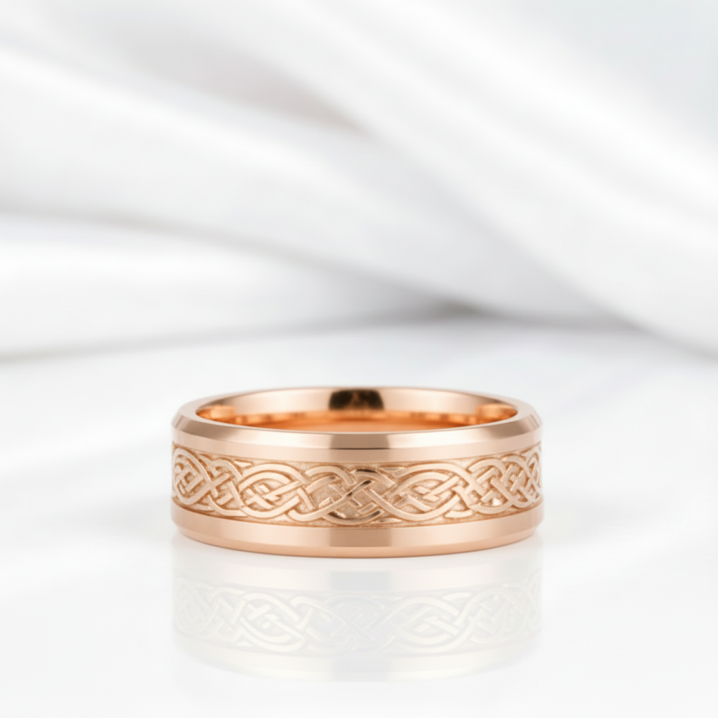 White Gold Celtic Dragon Wedding Bandv-Black Diamonds New York