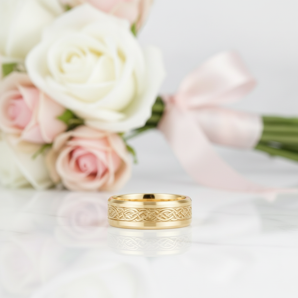 White Gold Celtic Dragon Wedding Bandv-Black Diamonds New York