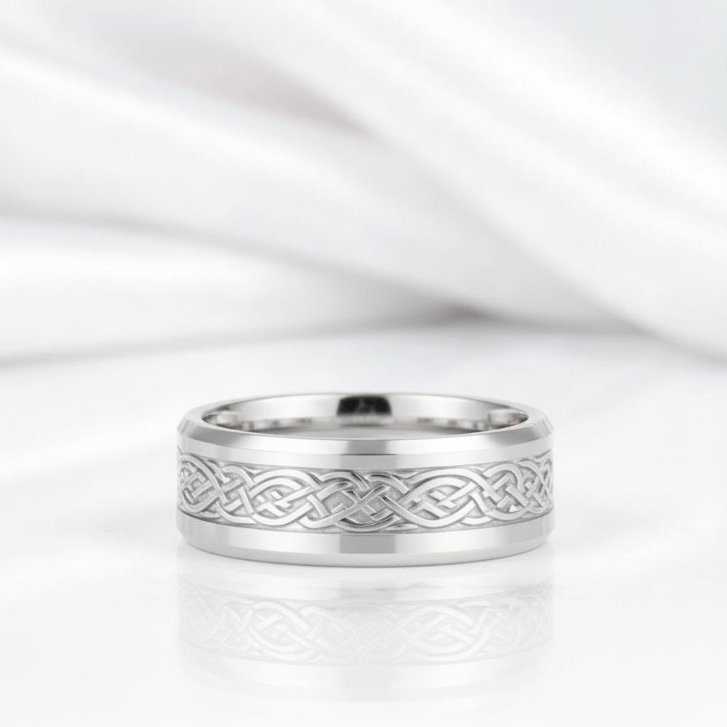 White Gold Celtic Dragon Wedding Bandv-Black Diamonds New York