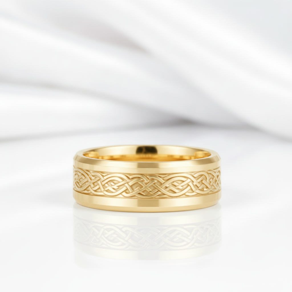 White Gold Celtic Dragon Wedding Band-Black Diamonds New York