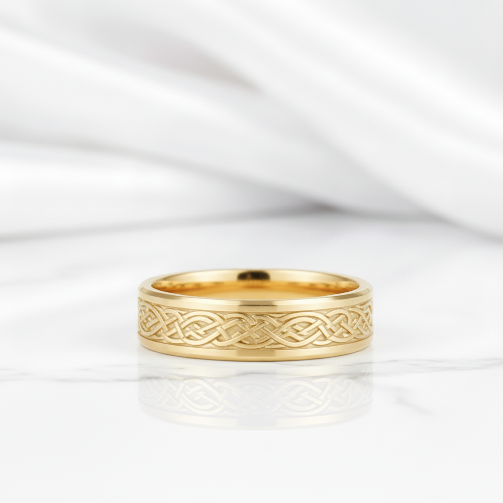 White Gold Celtic Dragon Wedding Bandv-Black Diamonds New York