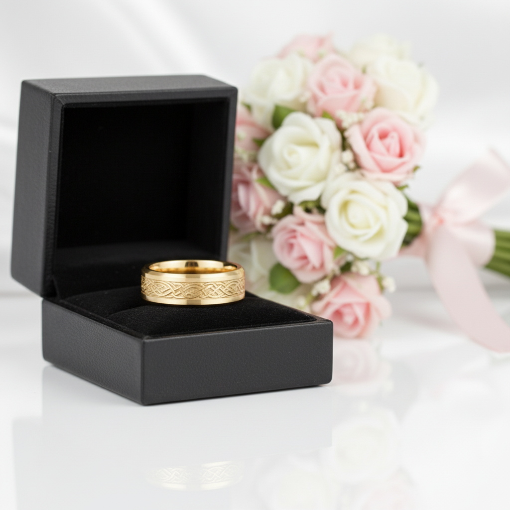 White Gold Celtic Dragon Wedding Bandv-Black Diamonds New York