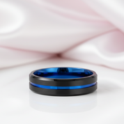 Center Groove Titanium Men's Wedding Band-Black Diamonds New York