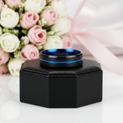 Center Groove Titanium Men's Wedding Band-Black Diamonds New York