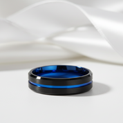 Center Groove Titanium Men's Wedding Band-Black Diamonds New York