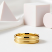 Center Groove Titanium Men's Wedding Band-Black Diamonds New York