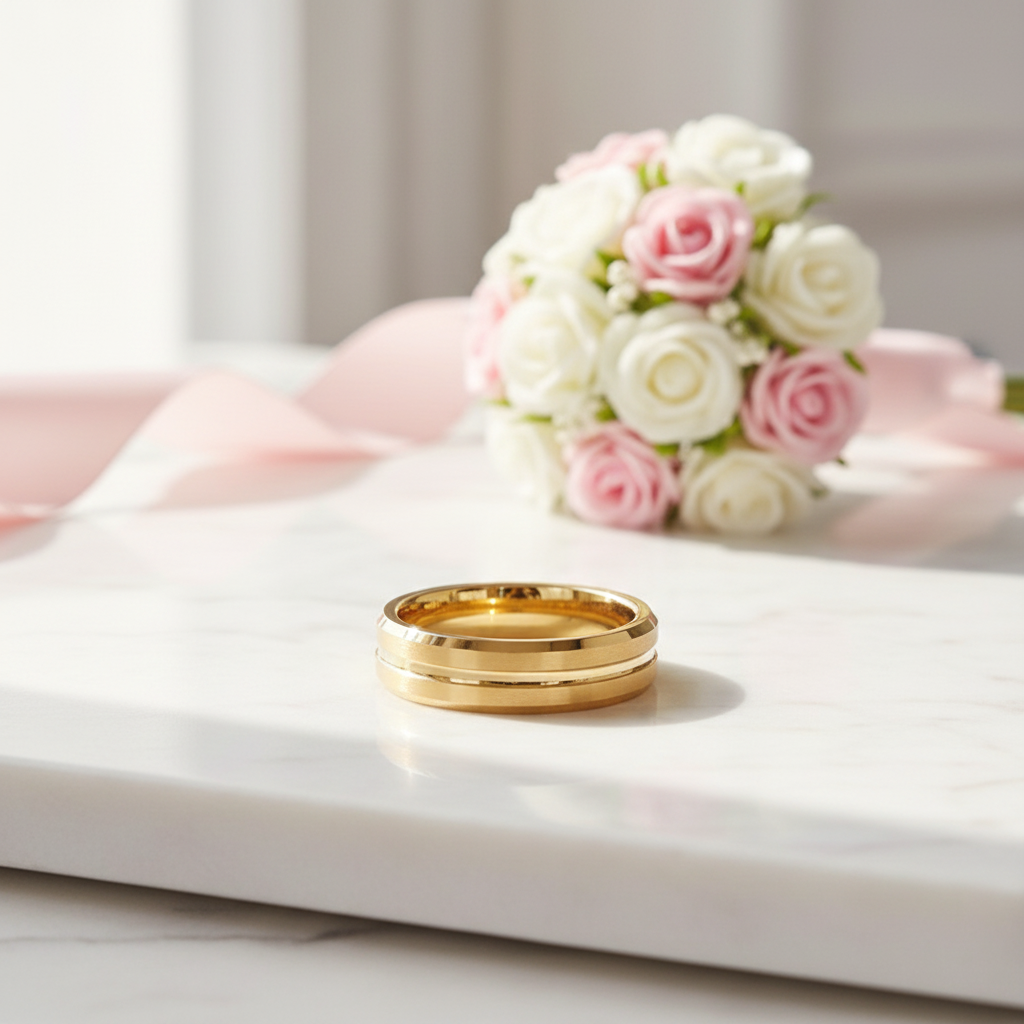 Center Groove Titanium Men's Wedding Band-Black Diamonds New York