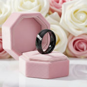 6mm Ceramic Dome Wedding Band with Diamond-Black Diamonds New York