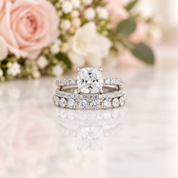 Diamond Option Cushion Cut 3-Pcs Wedding Ring-Black Diamonds New York