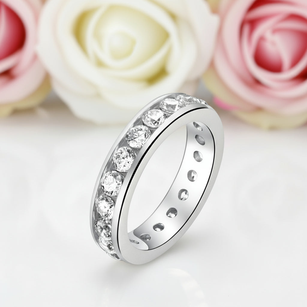 Channel Setting Diamond Eternity Band Wedding Band-Black Diamonds New York