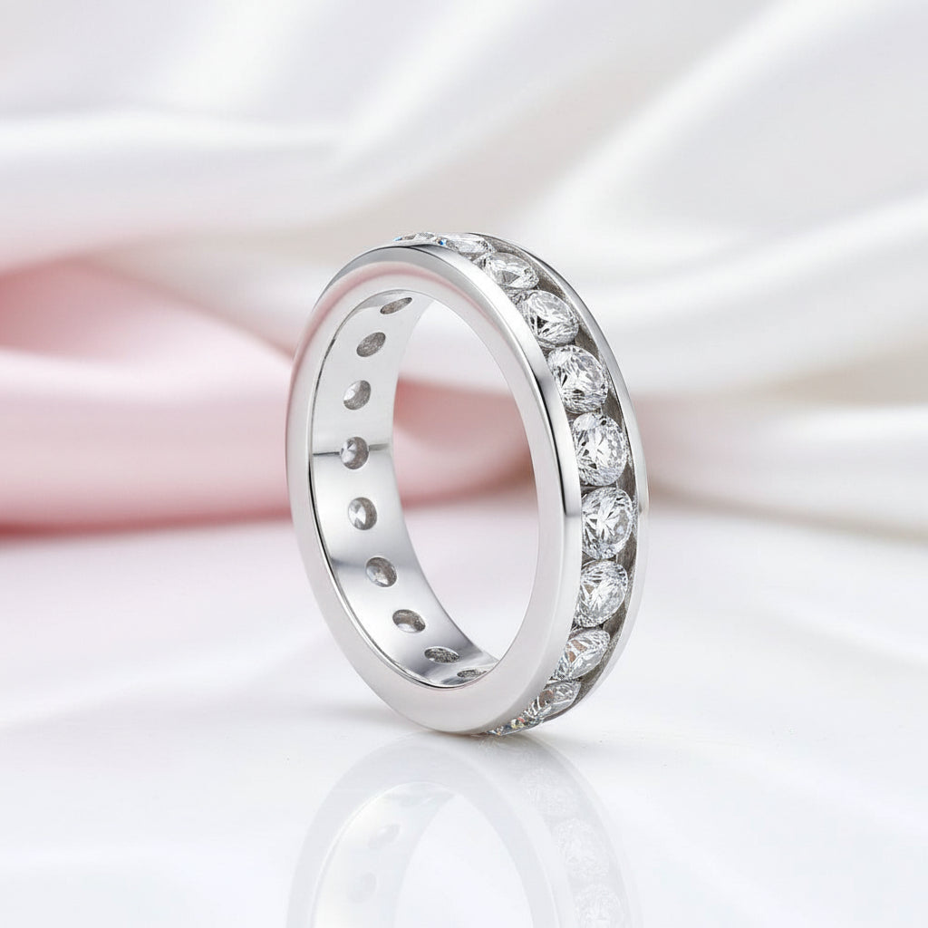 Channel Setting Diamond Option Eternity Band Wedding Band-Black Diamonds New York