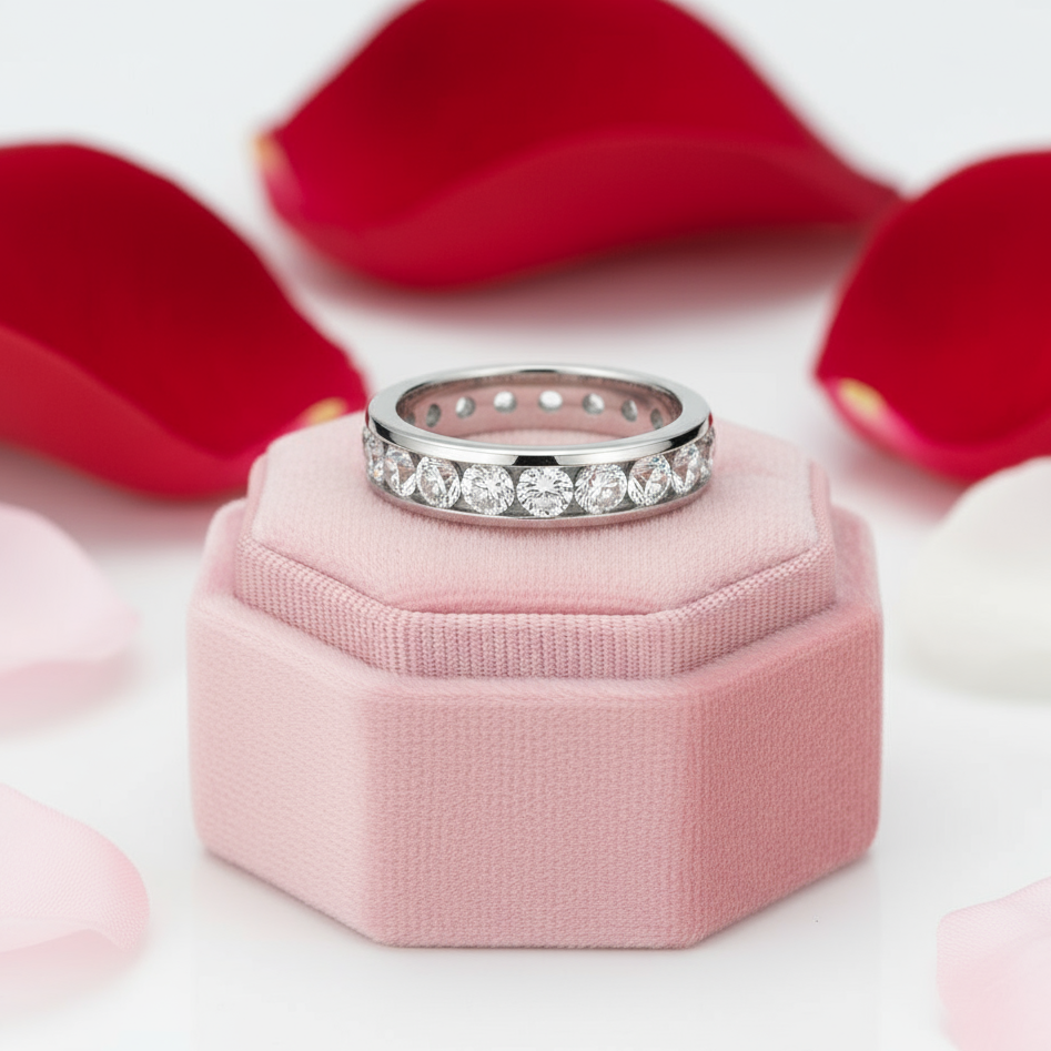 Channel Setting Diamond Eternity Band Wedding Band-Black Diamonds New York