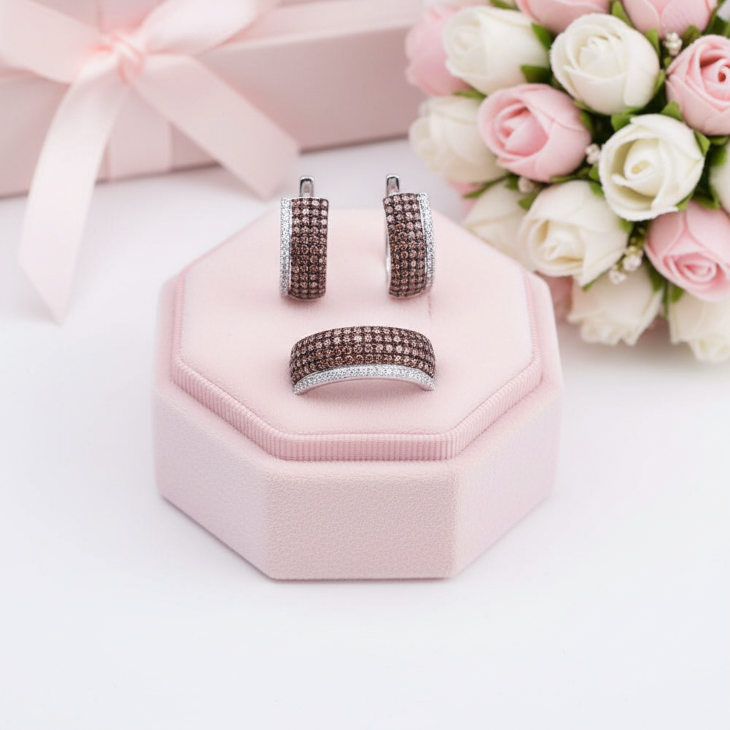 Chocolate & White Diamond Option Jewelry Set-Black Diamonds New York