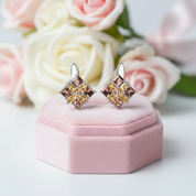 Citrine & Smoky Quartz Flower Stud Earrings-Black Diamonds New York