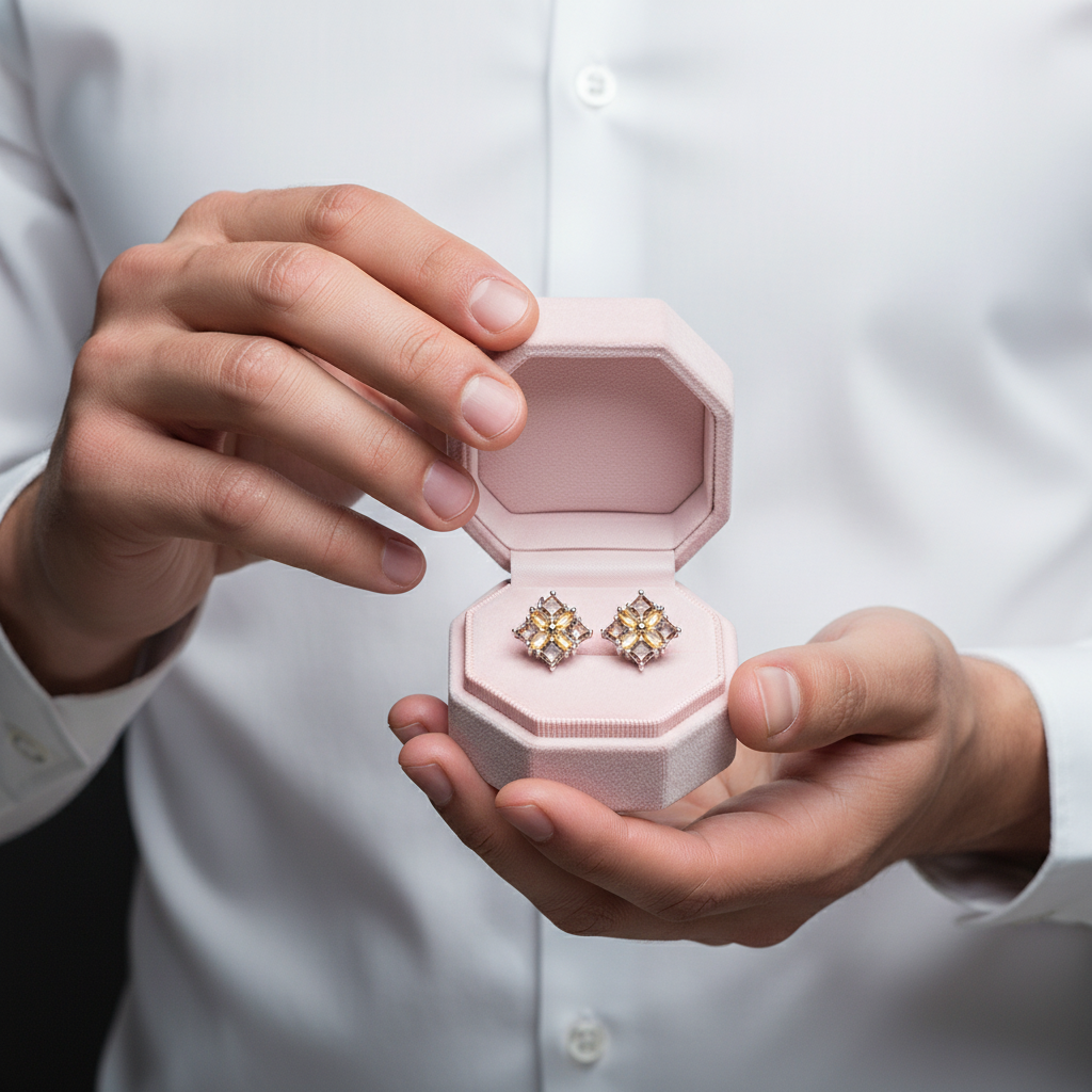 Citrine & Smoky Quartz Flower Stud Earrings-Black Diamonds New York