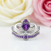 Claddagh Wedding Ring Set in Purple Diamond-Black Diamonds New York