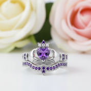 Claddagh Wedding Ring Set in Purple Diamond-Black Diamonds New York
